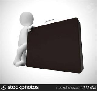 Businessman with briefcase character depicts an entrepreneur or salesman. A professional executive with a career in the city - 3d illustration