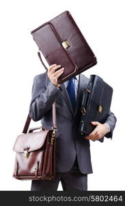 Businessman with briefcase on white