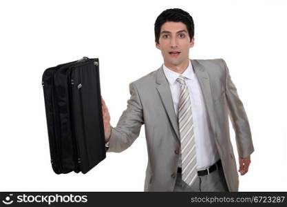 Businessman with briefcase rushing to meeting