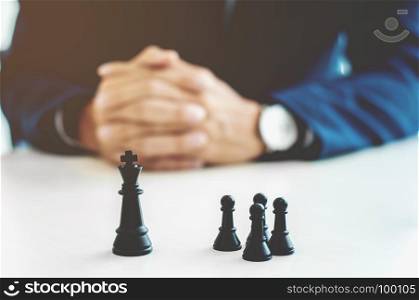 businessman with chess office, strategy and competition concept