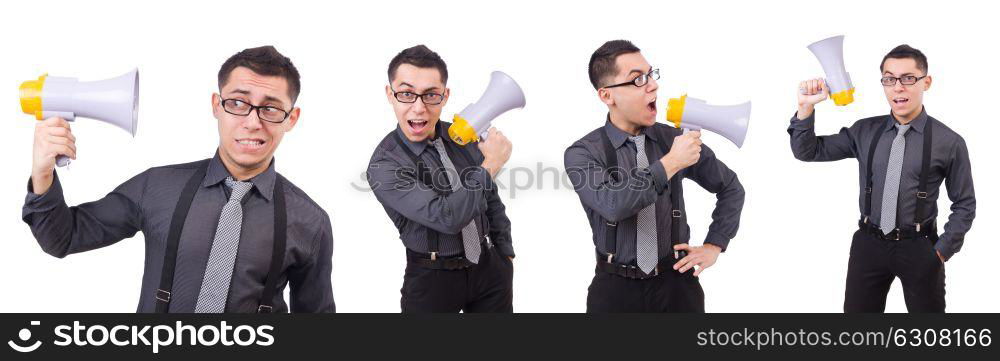 Businessman with clock isolated on white