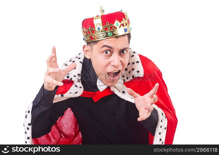 Businessman with crown isolated on white