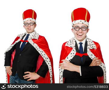 Businessman with crown isolated on white