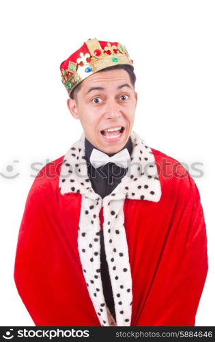 Businessman with crown isolated on white