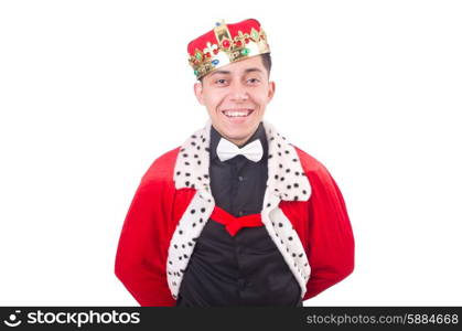 Businessman with crown isolated on white