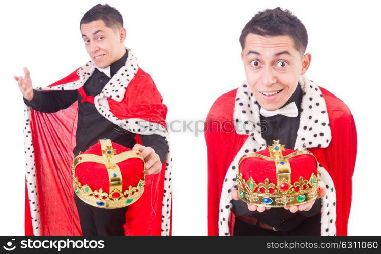 Businessman with crown isolated on white