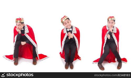 Businessman with crown isolated on white