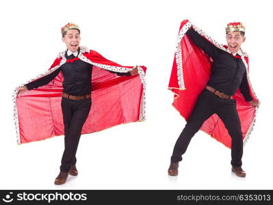 Businessman with crown isolated on white