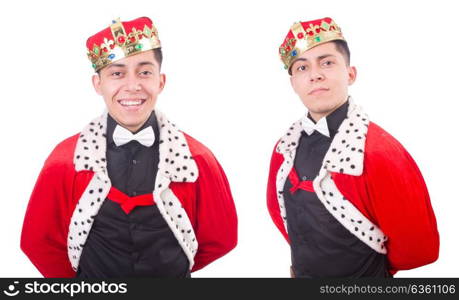 Businessman with crown isolated on white