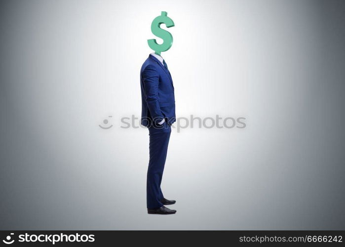 Businessman with dollar sign instead of head