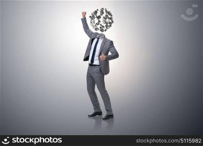 Businessman with dollars instead of head