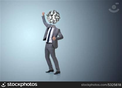 Businessman with dollars instead of head