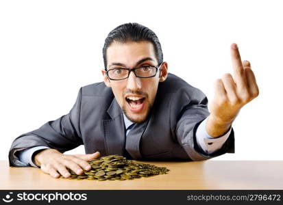 Businessman with golden coins