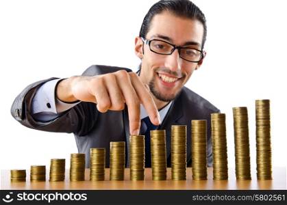 Businessman with golden coins