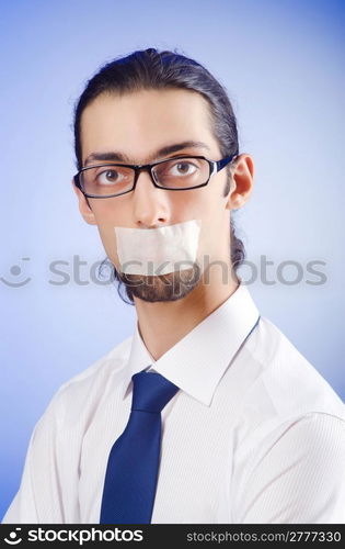 Businessman with his lips sealed