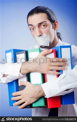 Businessman with his lips sealed