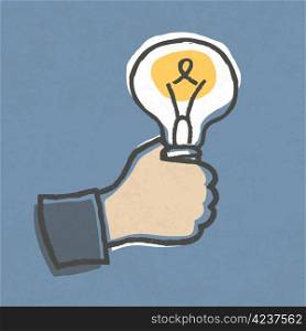 Businessman with Idea Bulb. Hand-drawn vector illustration, EPS10.