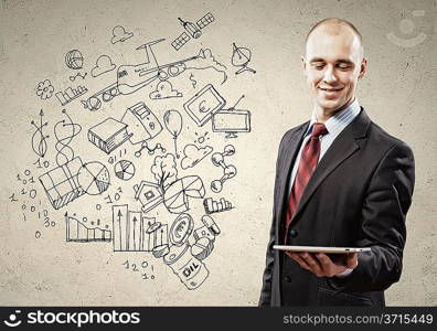 Businessman with ipad in hands