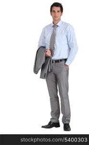 Businessman with jacket over arm