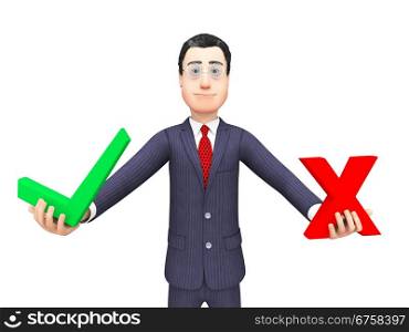 Businessman With Options Indicating Professional Electing And Vote
