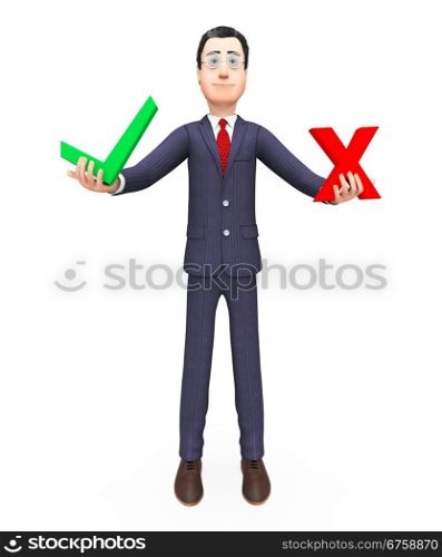 Businessman With Options Showing Possibility Voting And Choose