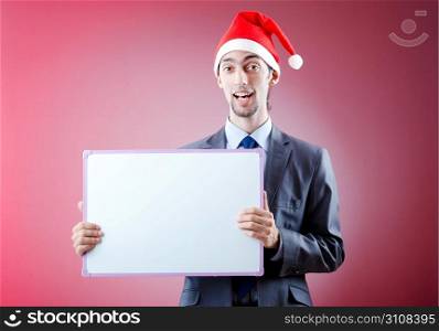 Businessman with santa hat and message