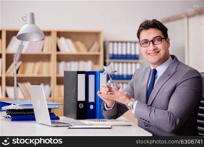 Businessman with star award in office