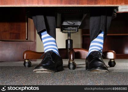 Businessman with striped socks