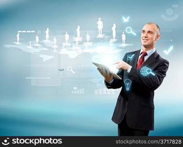 Businessman with tablet pc