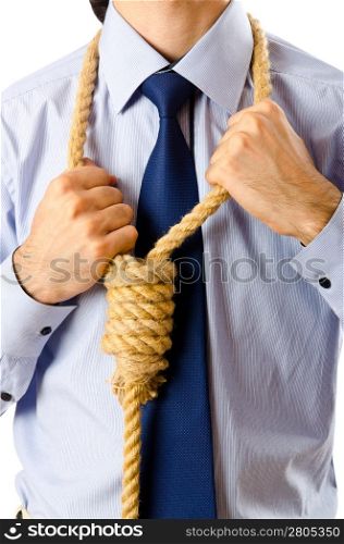 Businessman with thoughts of suicide
