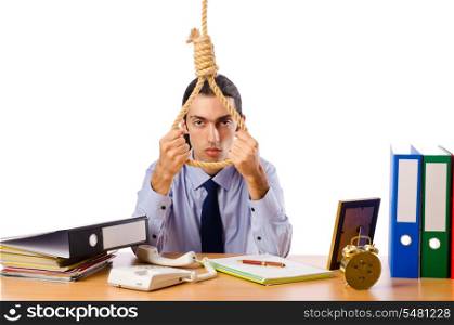 Businessman with thoughts of suicide