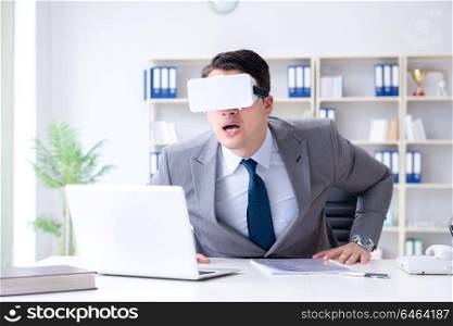 Businessman with virtual reality glasses in modern technology concept. Businessman with virtual reality glasses in modern technology co