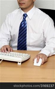 Businessman working on a computer