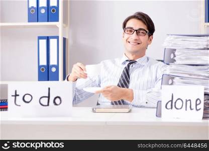 Businessman working on his to-do list