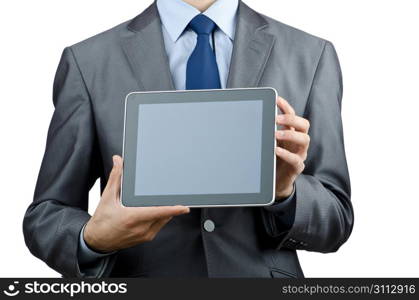 Businessman working on tablet computer