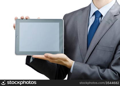 Businessman working on tablet computer