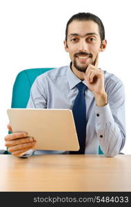 Businessman working on tablet computer