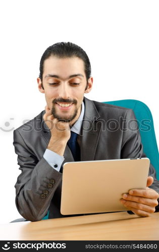 Businessman working on tablet computer