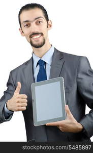 Businessman working on tablet computer