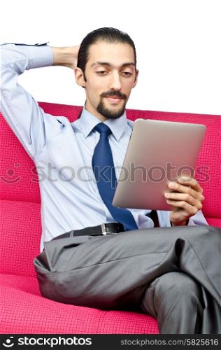 Businessman working on tablet computer