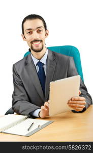 Businessman working on tablet computer