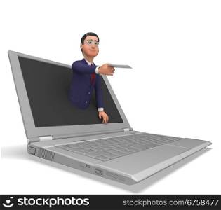 Businessman Working Online Representing Send Message And Deliver