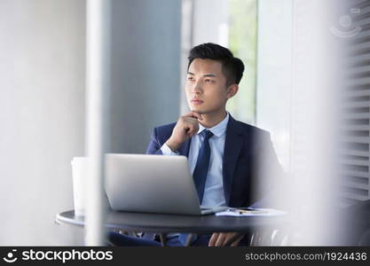 Businessman working with a laptop