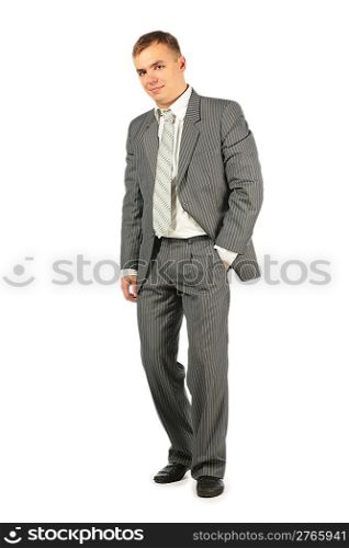 Businessmanman in suit stand on a white background