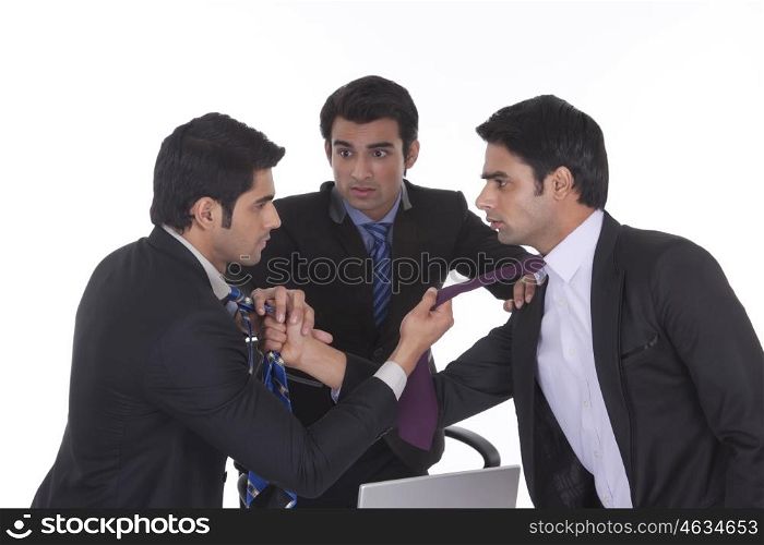 Businessmen getting into a fight