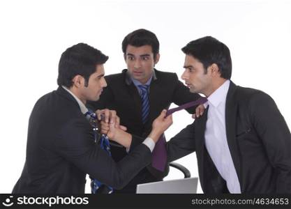 Businessmen getting into a fight