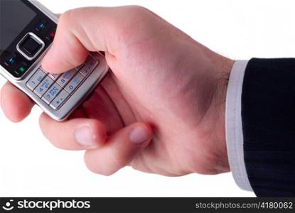 businessmen hold mobile phone