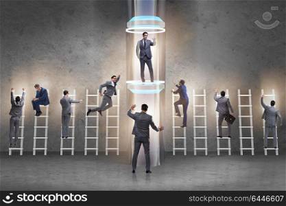 Businessmen in accelerated and fast promotion concept