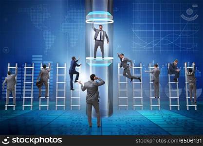 Businessmen in accelerated and fast promotion concept