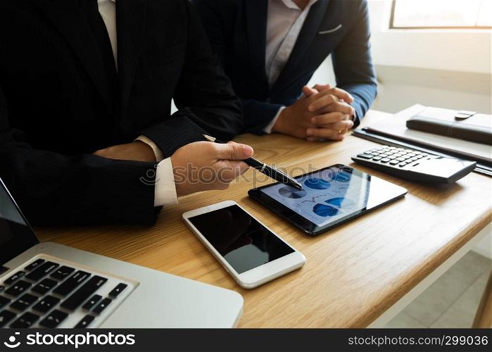 Businessmen present business plans and marketing to the partner .Business concept.